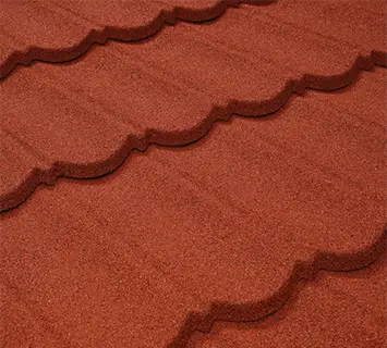 Bond roof made of stone coated metal roof - terracotta