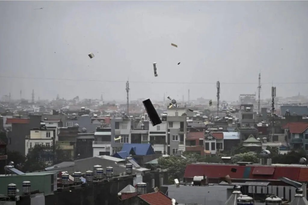 Roof blown off by typhoon