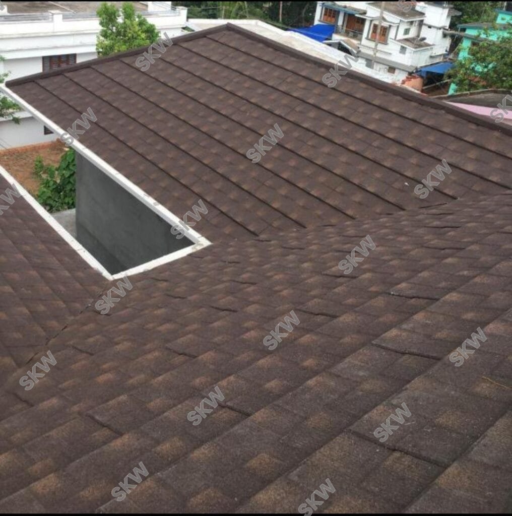 Asphalt tile style stone coated metal roof