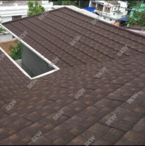 Asphalt tile style stone coated metal roof