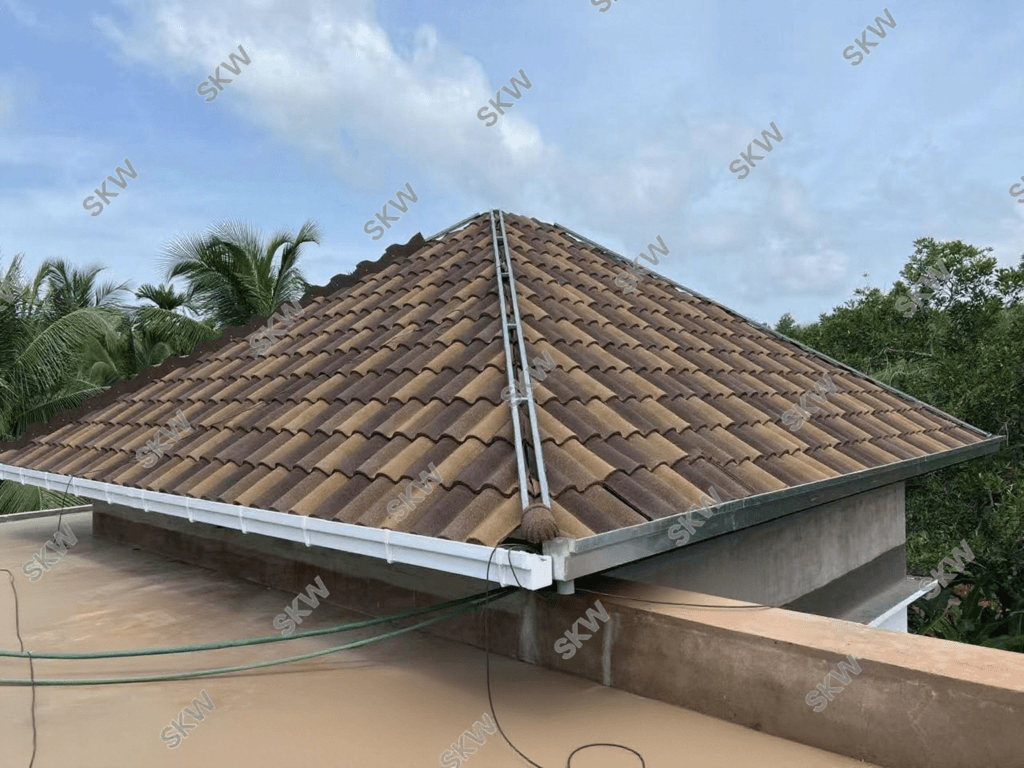 metal roof that looks like spanish tile