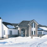 Stone coated metal roof in winter
