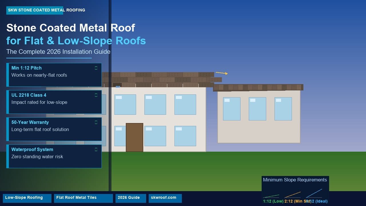Stone Coated Metal Roof for Flat & Low-Slope Roofs: The Complete 2026 Guide