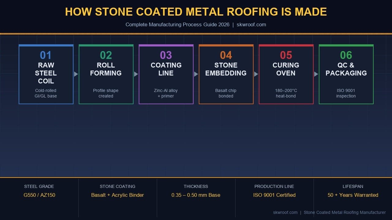 How Stone Coated Metal Roofing Is Made: The Complete Manufacturing Process Guide 2026