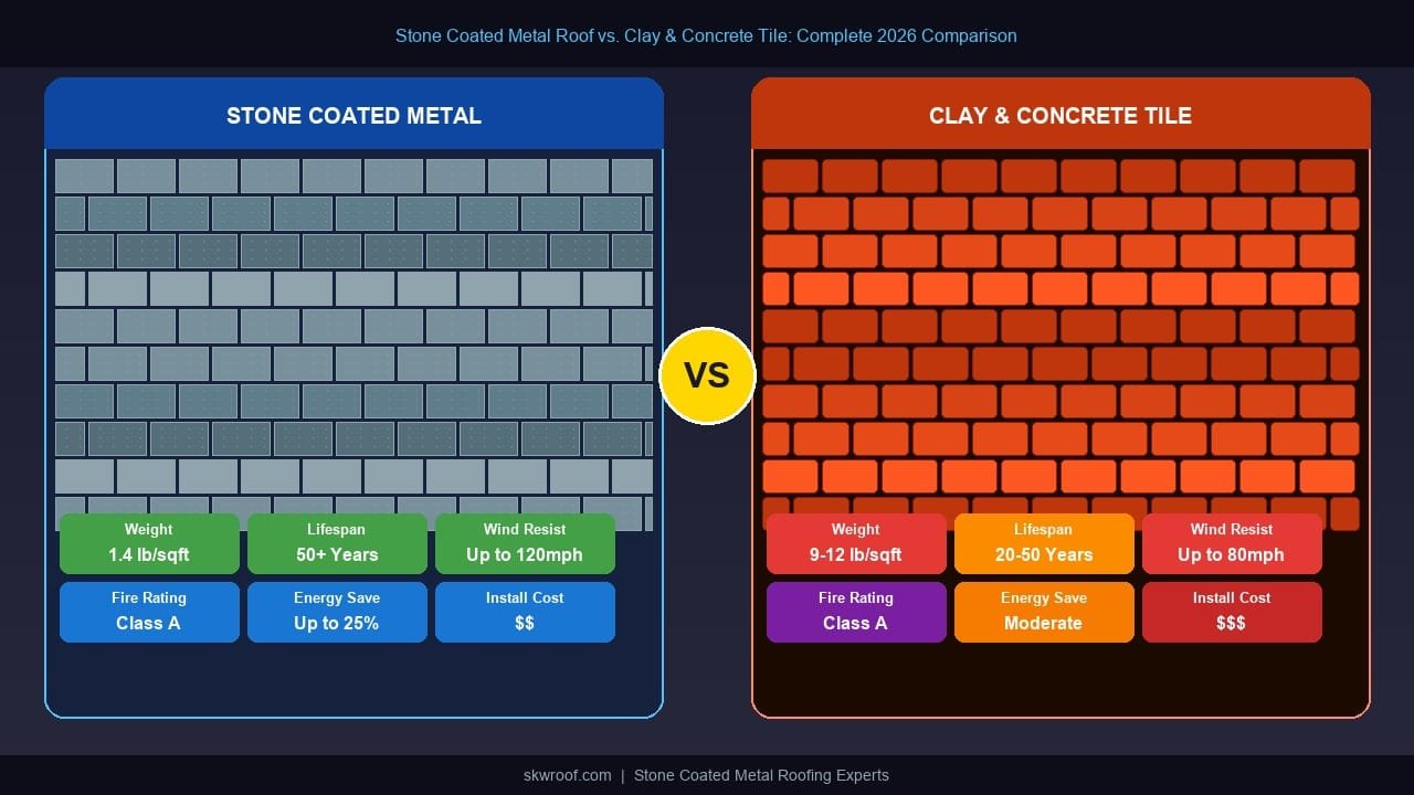 Stone Coated Metal Roof vs. Clay & Concrete Tile: The Complete 2026 Comparison Guide