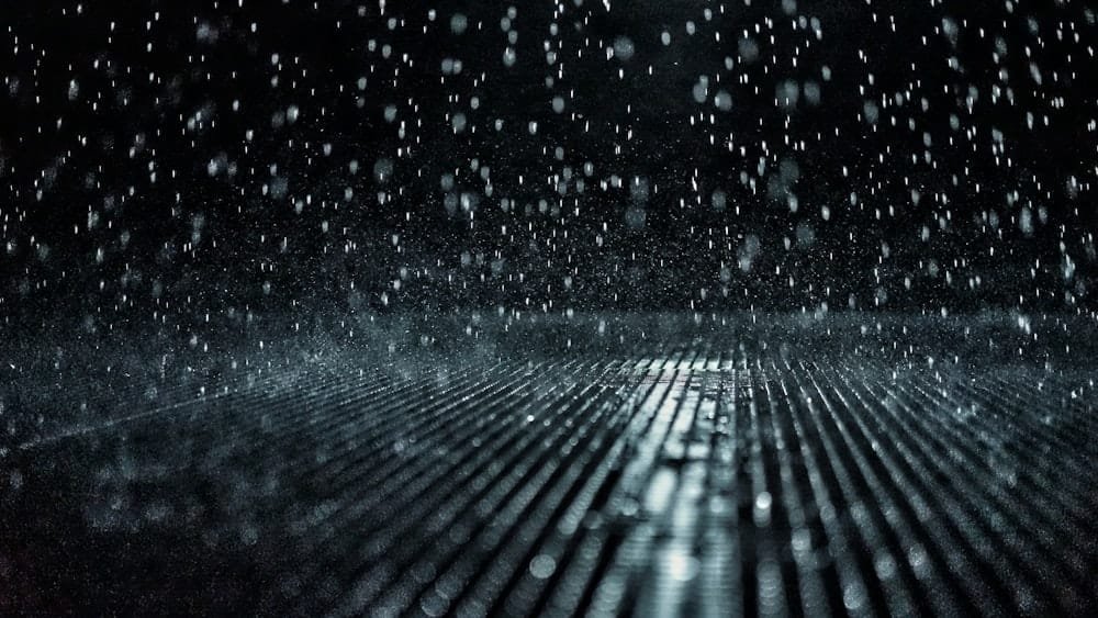 Heavy tropical rain on stone coated metal roof noise test